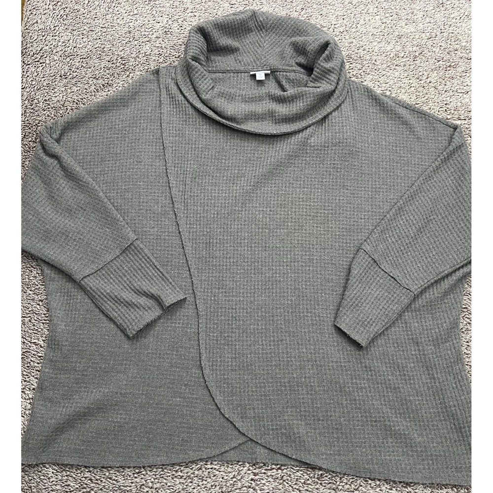 LuLaRoe Kristen XL Gray Waffle Knit Cowl Neck Oversized Dolman Pullover Top